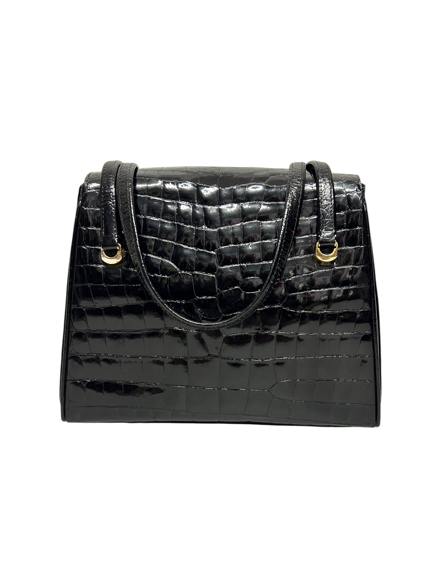 GIANNI VERSACE Borsa vernice nera coccodrillo