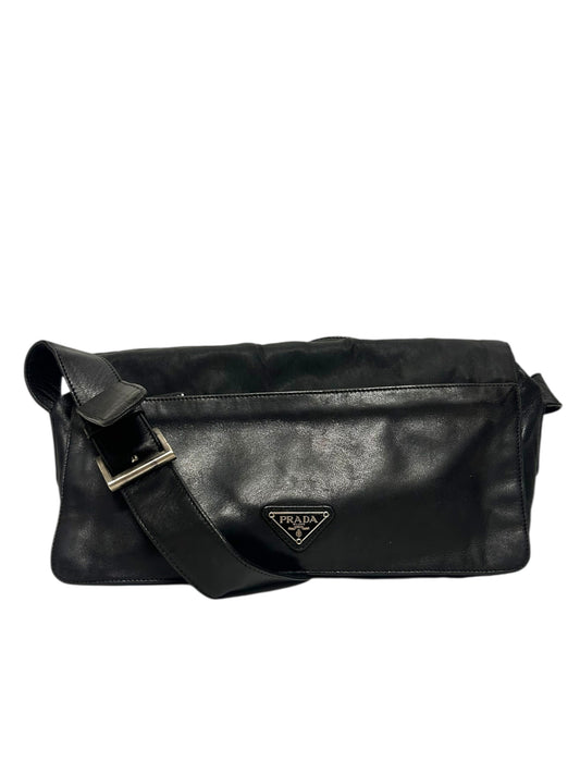 PRADA Tracolla in pelle nera