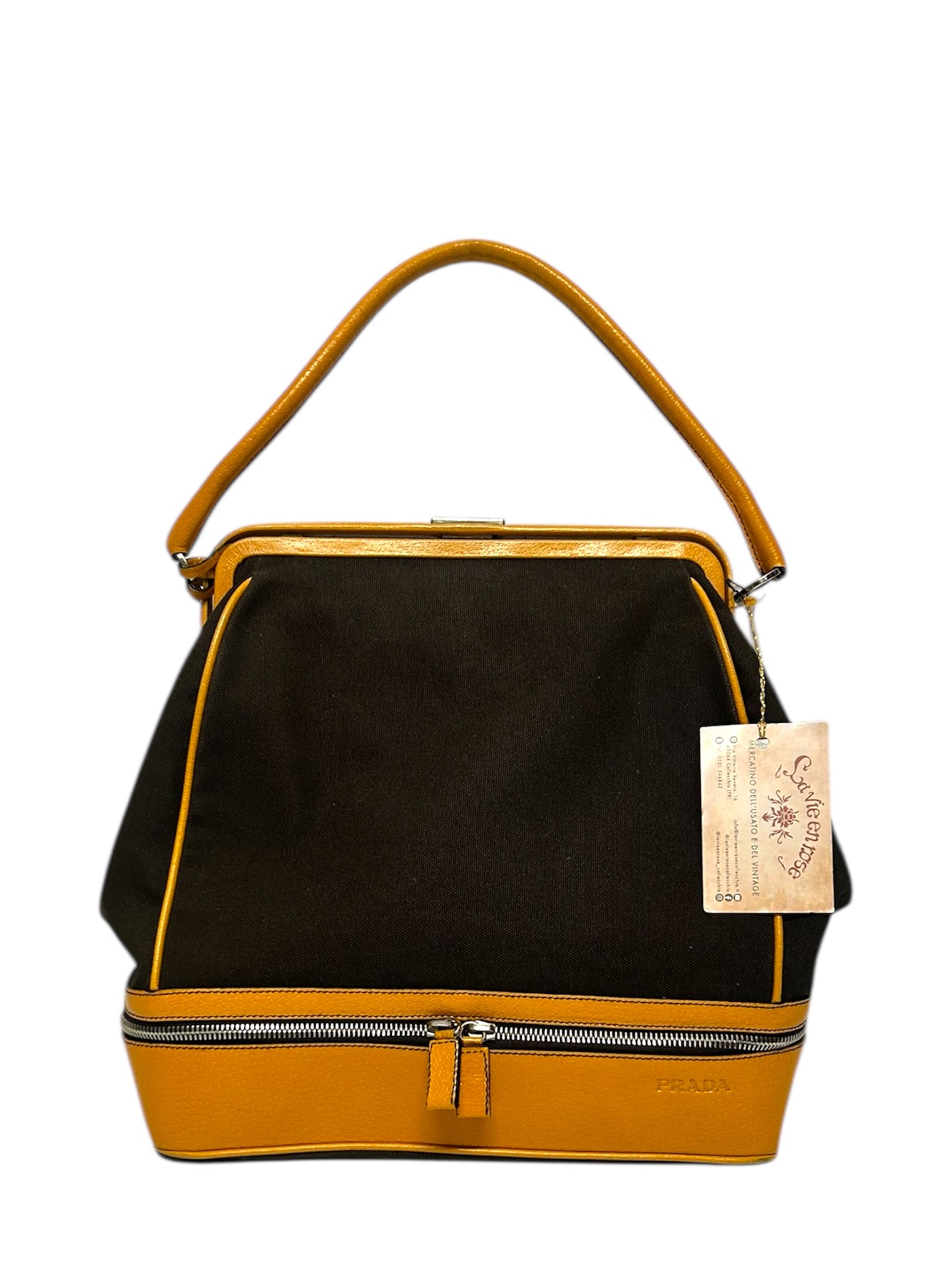 PRADA Borsa in tessuto e pelle Gialla