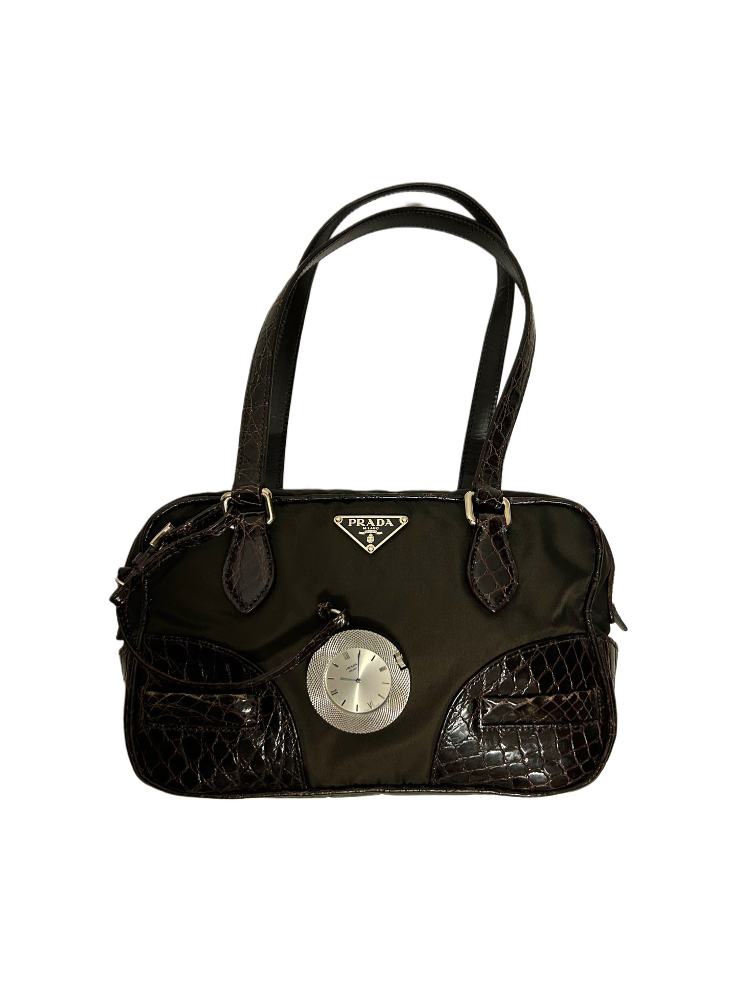 PRADA Borsa con orologio in Caimano