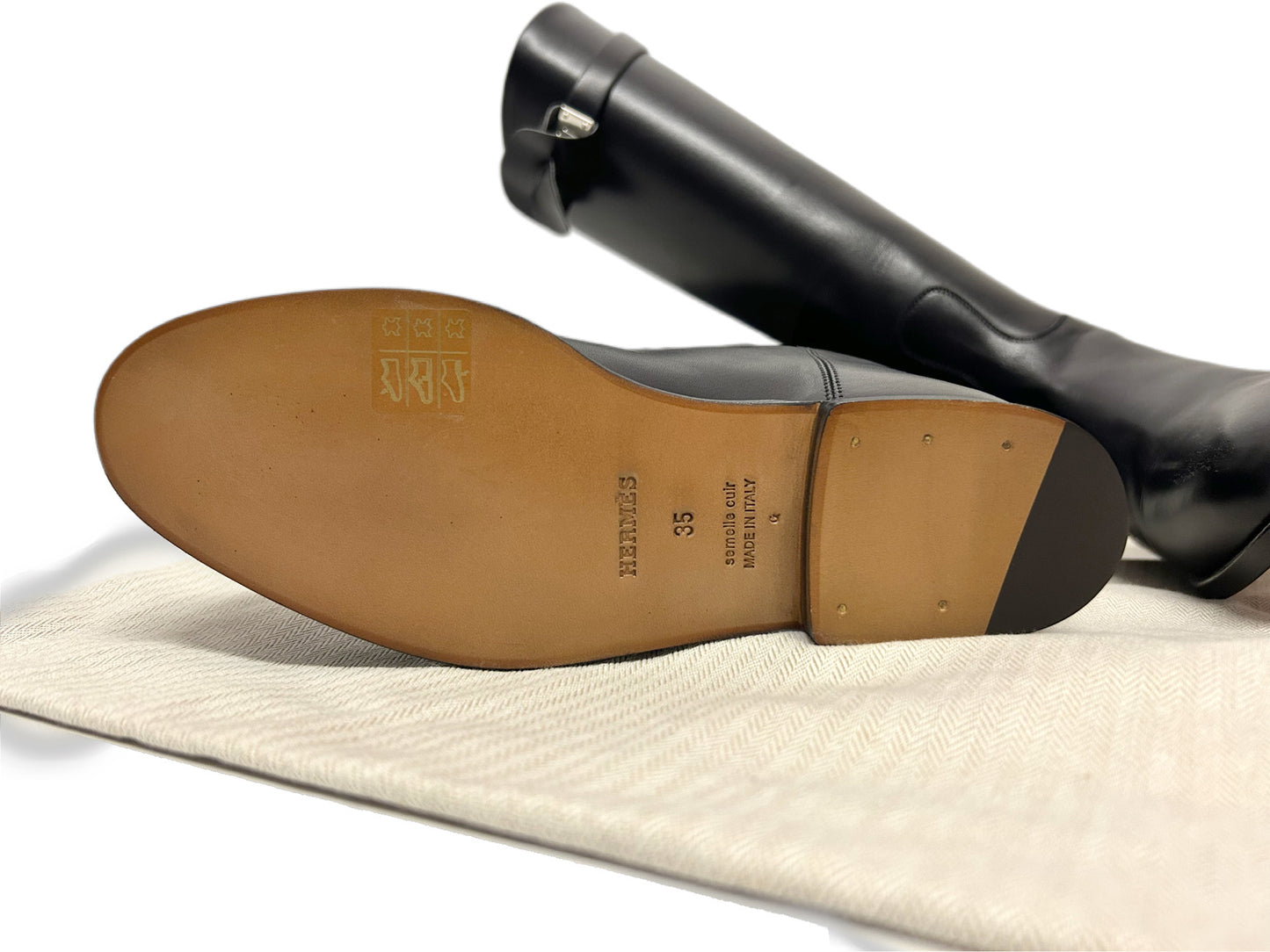 HERMÈS Stivali Jumping in pelle nera