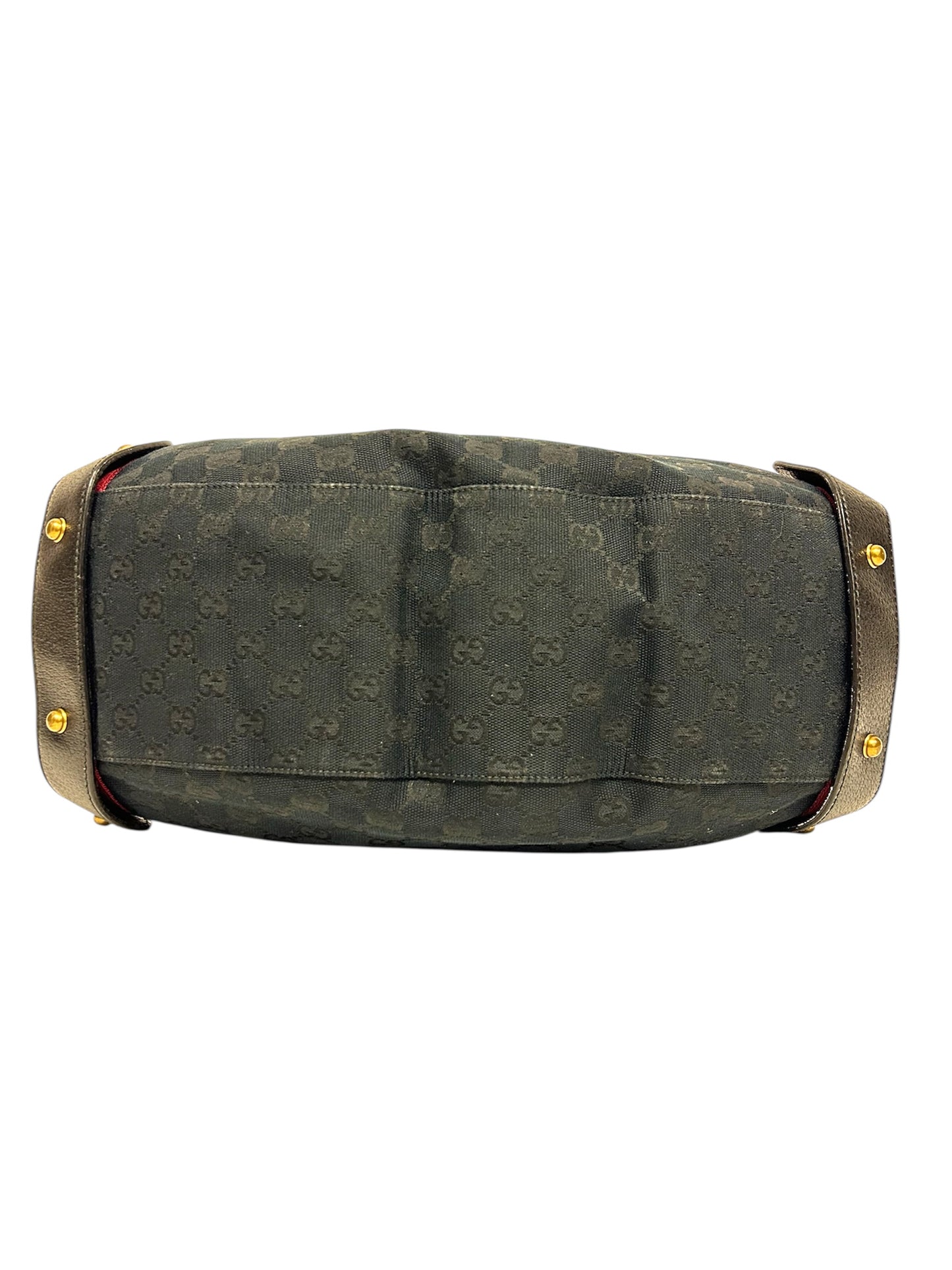 GUCCI NAVY GG FABRIC GROMMET STRAPS PELHAM TOTE BAG