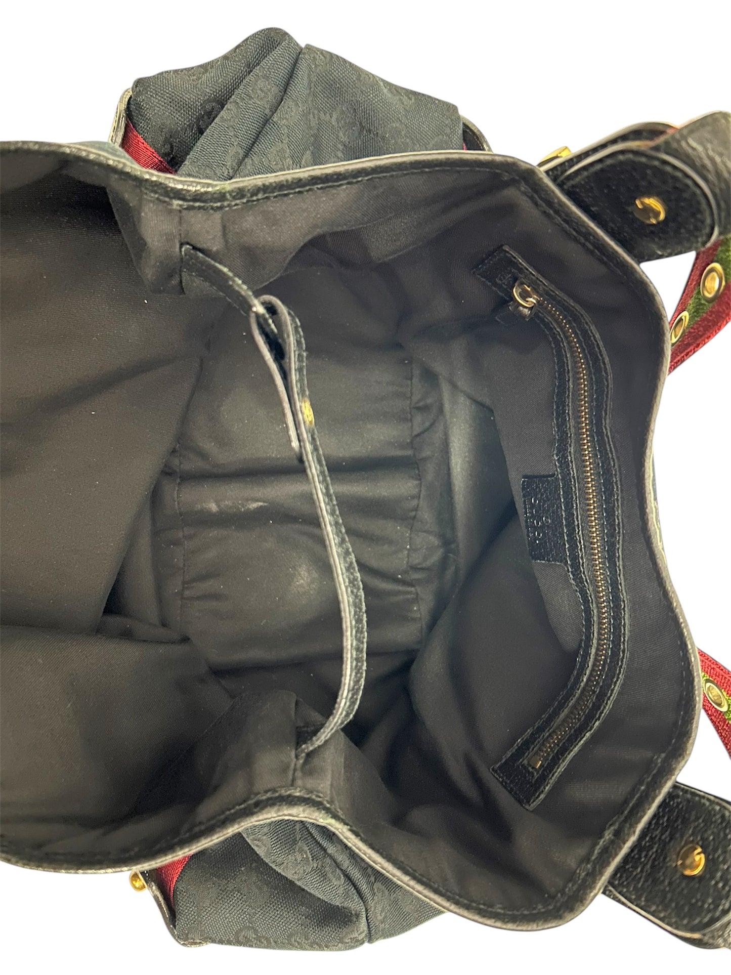 GUCCI NAVY GG FABRIC GROMMET STRAPS PELHAM TOTE BAG