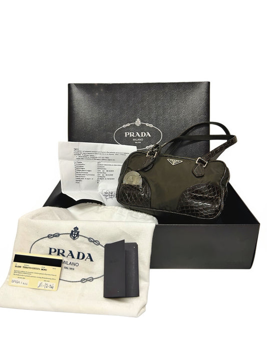 PRADA Borsa con orologio in Caimano
