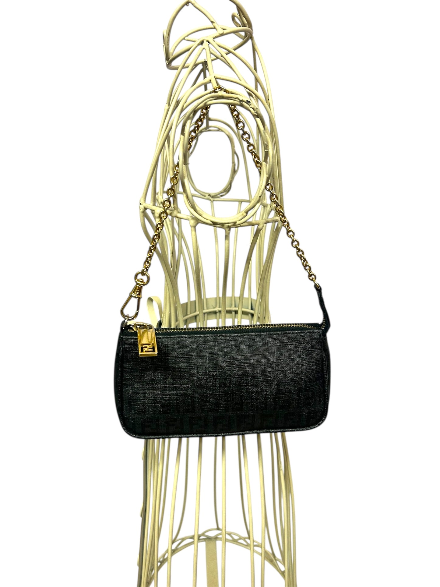 FENDI Borsa Baguette Monogram nero