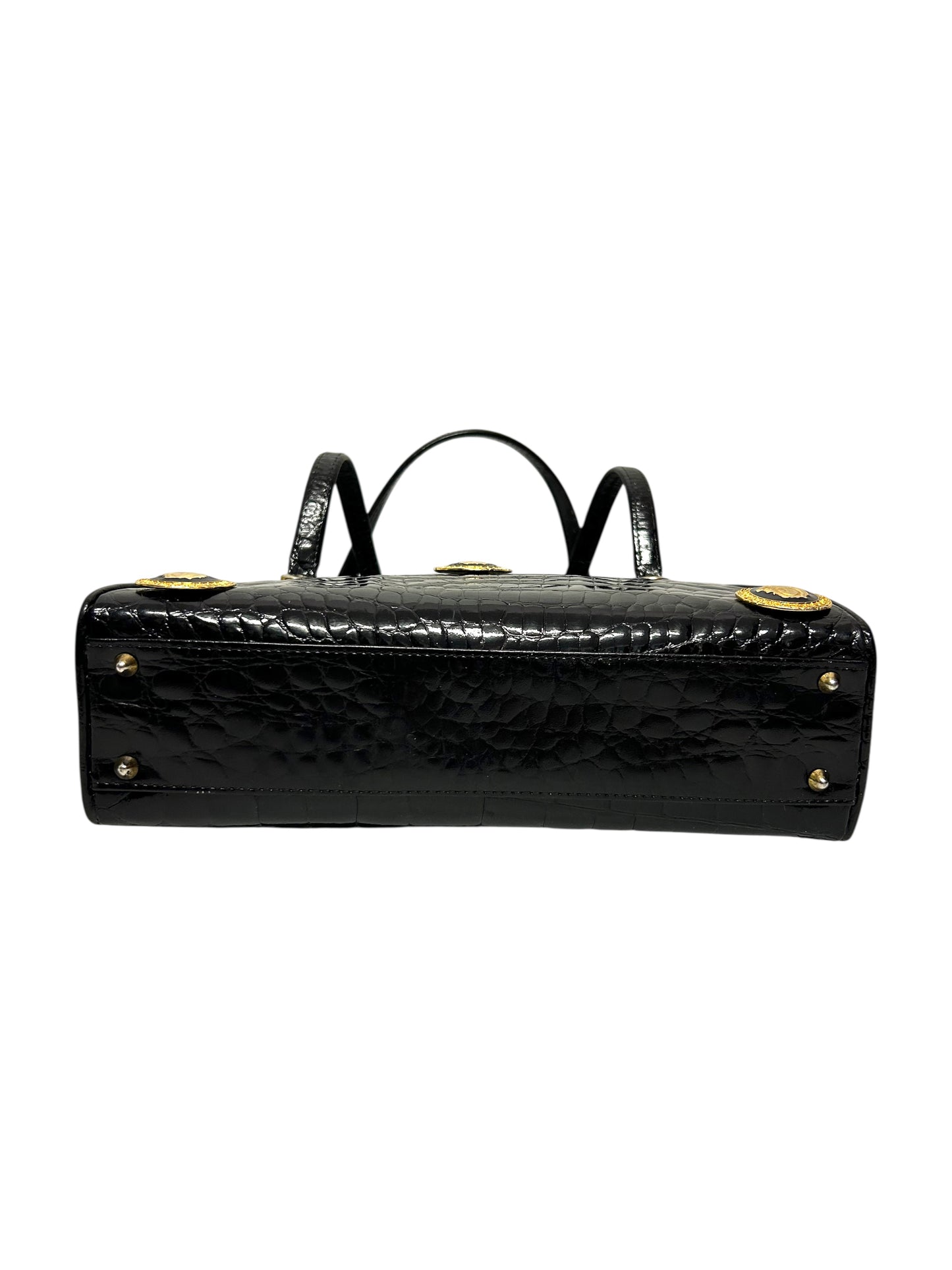 GIANNI VERSACE Borsa vernice nera coccodrillo