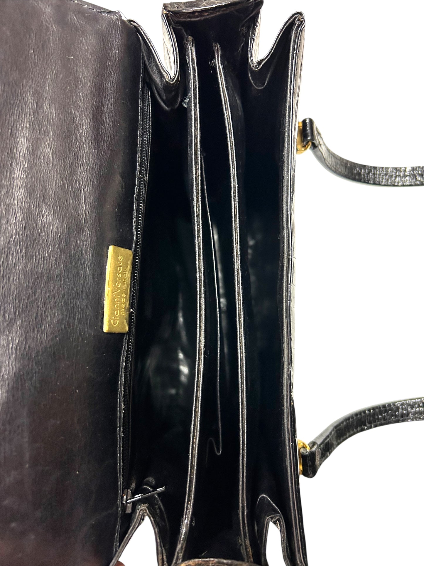 GIANNI VERSACE Borsa vernice nera coccodrillo